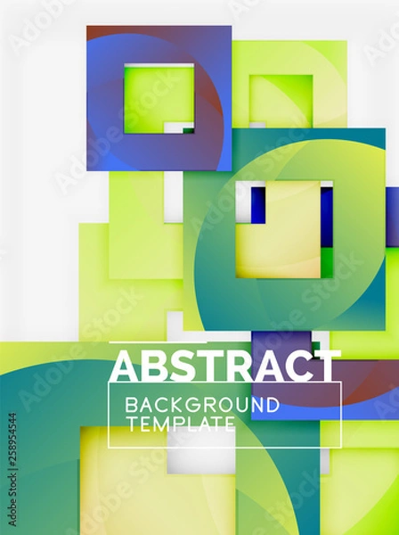 Obraz Color square composition with text. Geometric abstract background