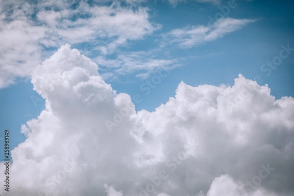 Fototapeta Cloudy blue sky abstract background, blue sky background with tiny clouds, 3d rendering