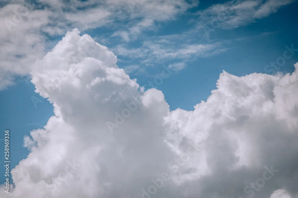 Fototapeta Cloudy blue sky abstract background, blue sky background with tiny clouds, 3d rendering