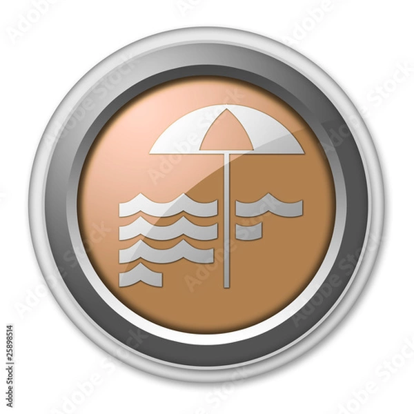 Obraz Bronze 3D Style Button "Beach"
