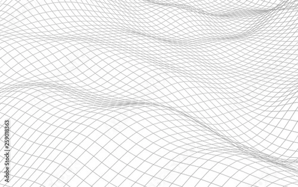Fototapeta Abstract landscape on a white background. Cyberspace grid. Hi-tech network. 3d technology illustration