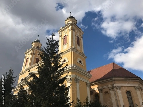 Obraz View of reformed church Cluj-Napoca Romania