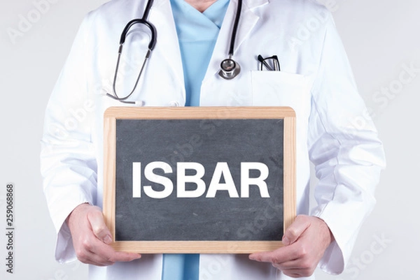 Fototapeta Arzt mit einer Tafel zu ISBAR