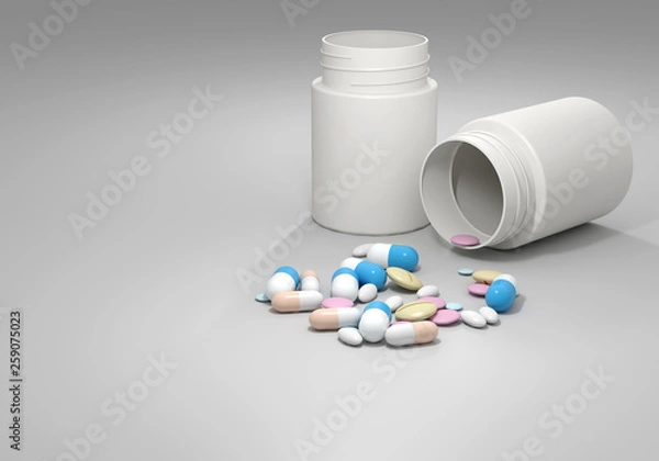 Obraz 3d rendering pills on the table