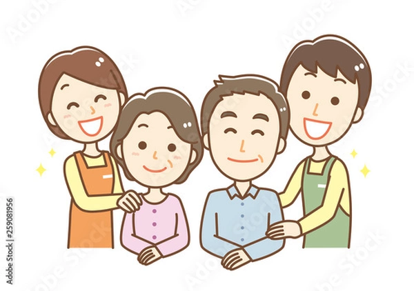 Obraz ヘルパー　高齢者　4人　上半身