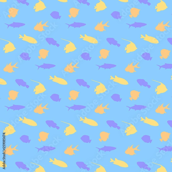 Fototapeta Fish silhouette pattern background - Vector