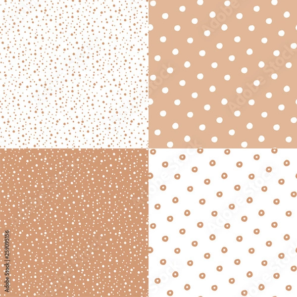 Obraz Polka dot in seamless patterns. Vector illustration set.