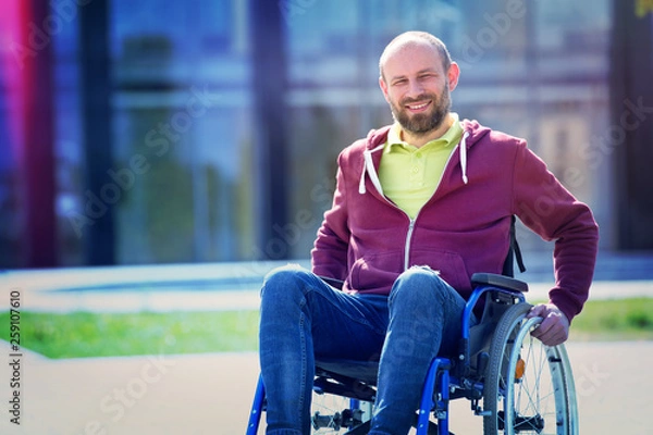 Obraz happy man on wheelchair