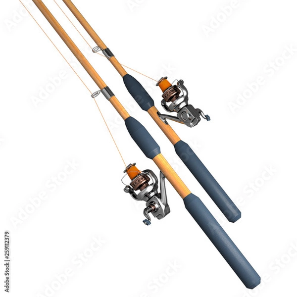 Fototapeta Realistic Rod spinning. 3d Rendering Isolated on White Background