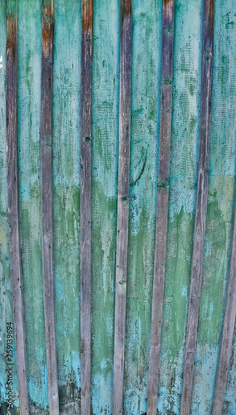 Obraz Cracked weathered blue and green shabby chic painted wooden board texture, front view