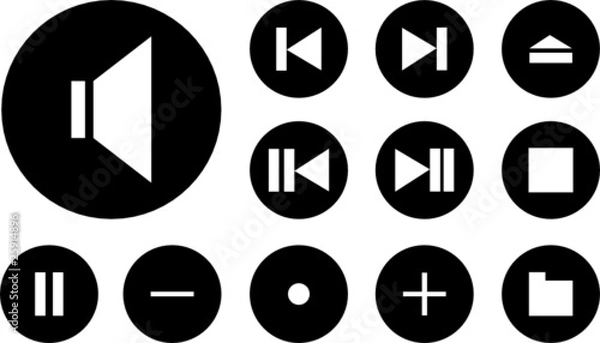 Fototapeta Collection of buttons for mediaplayers