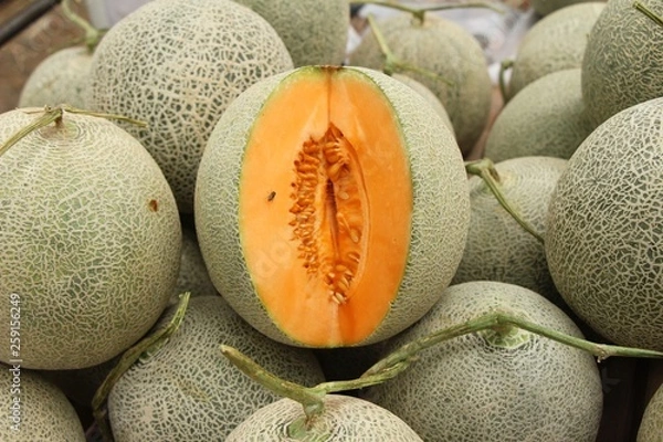 Fototapeta Fresh melon or cantaloupe in the market