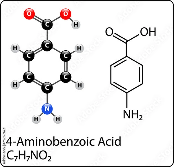 Fototapeta 4-Aminobenzoic acid Molecule Structure