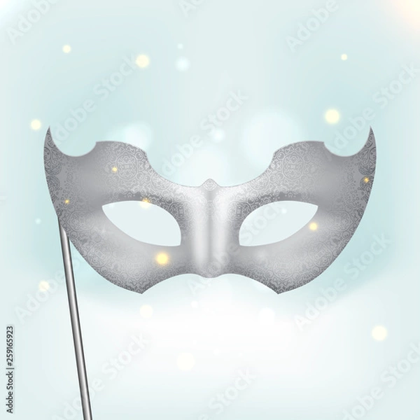 Obraz Silver carnival mask with feathers.
