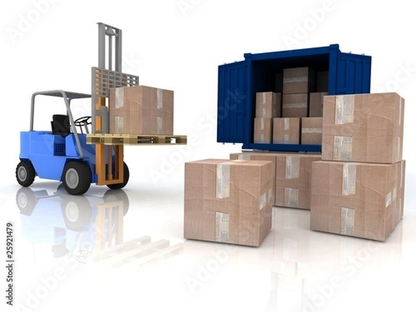 Obraz Loading of boxes is isolated in a container