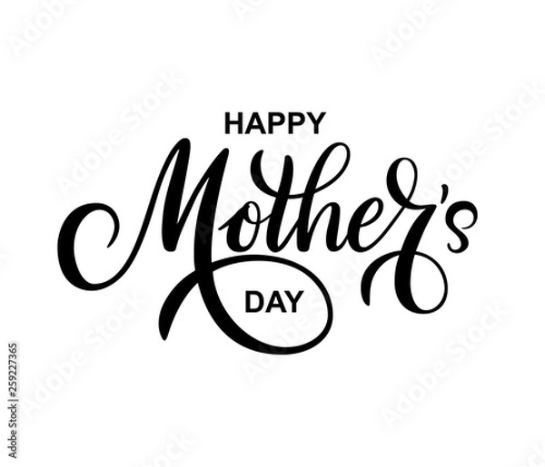 Fototapeta Happy Mothers day vector greeting card on white background. Hand drawn lettering as celebration badge, tag, icon. Text card invitation, template.