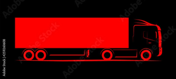Fototapeta truck wagon simple side view schematic image on black background
