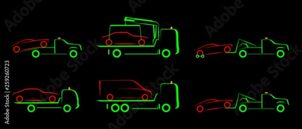 Obraz Ustawić lawetę prosty widok z boku schematyczny obraz na czarnym tle