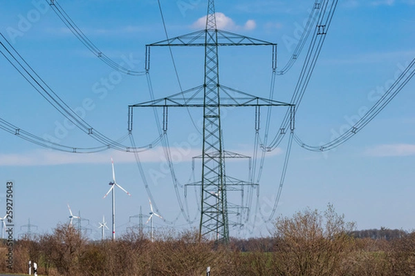 Obraz Windpark mit Überlandleitung