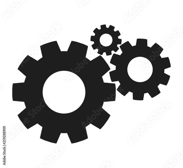 Obraz Settings Icon with Gear Symbol. Flat style vector EPS.