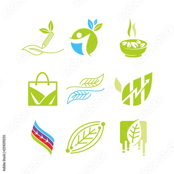 Fototapeta Leaf Logo Design Vector Template Set