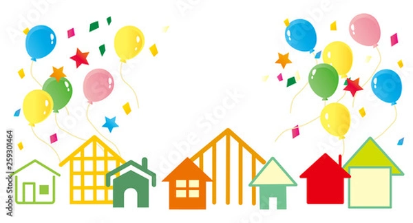 Fototapeta 風船が元気に飛ぶイラスト