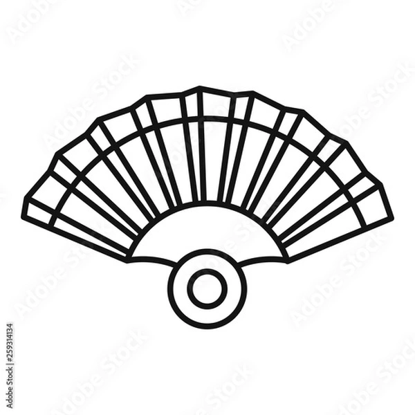 Fototapeta Open hand fan icon. Outline open hand fan vector icon for web design isolated on white background