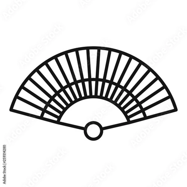 Fototapeta Festival hand fan icon. Outline festival hand fan vector icon for web design isolated on white background