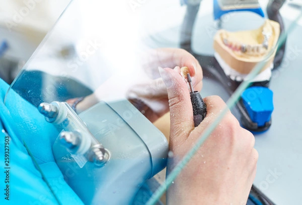 Fototapeta Zahntechnikerin bei der Arbeit
