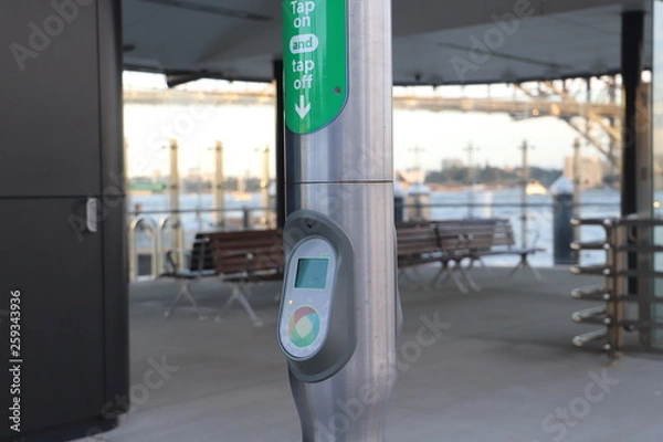 Obraz Opal Card tapping machine at train station in Australia