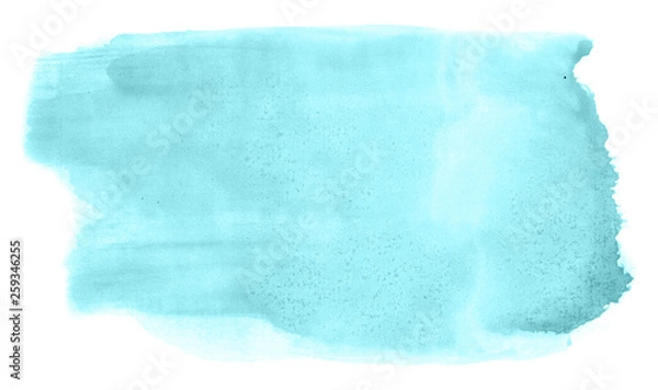 Fototapeta Abstract watercolor background hand-drawn on paper. Volumetric smoke elements. Blue-Green color. For design, web, card, text, decoration, surfaces.