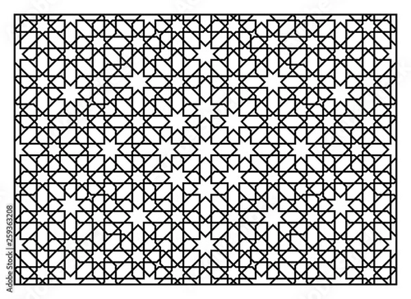 Obraz Decorative panel for laser cutting. Oriental geometric pattern.