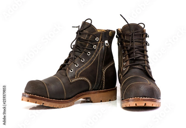 Fototapeta Men’s boot with zipper for winnter collection isolated on a white background.