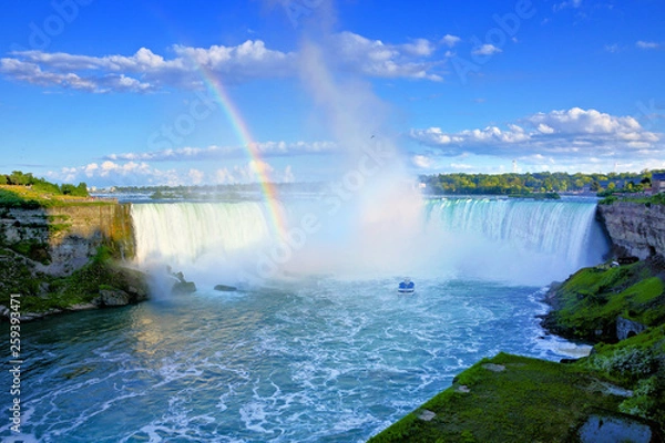 Obraz Summer view of the Canadian side of Niagara Falls with beautiful rainbow, Ontario, Canada