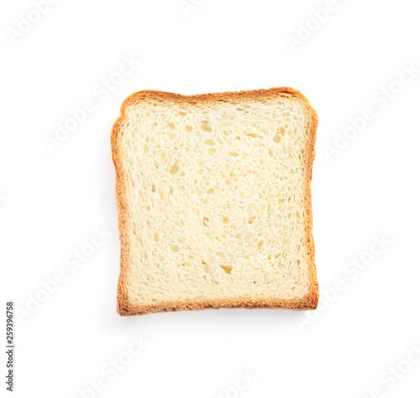 Obraz Fresh wheat bread on white background, top view