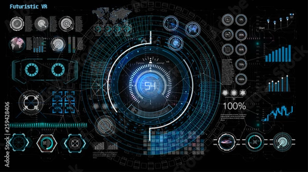 Fototapeta Illustration for concept design. Isolated vector set. Futuristic vector hud interface screen design. Business vector concept illustration. Illustration isolated white background.