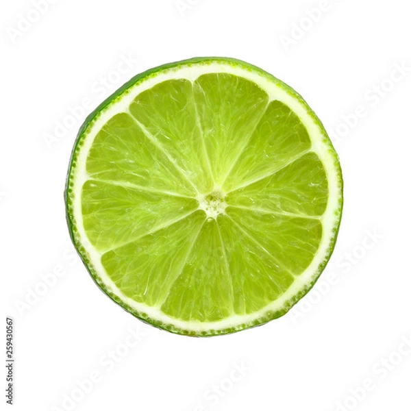 Fototapeta Lime slice. Juicy slice of lime. Ripe green lime citrus fruit.