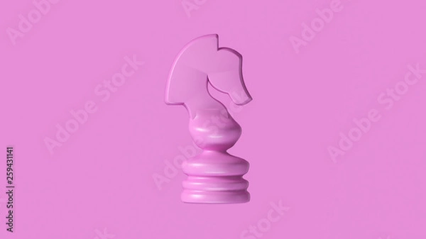 Fototapeta Pink Chess Knight Piece 3d illustration 3d rendering