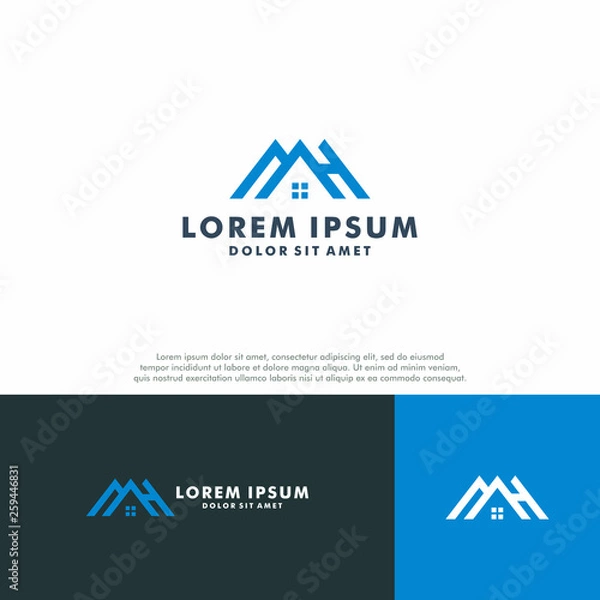 Fototapeta MH logo template, Real estate icon design vector illustration