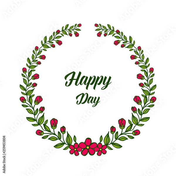 Fototapeta Vector illustration writing happy day with design red flower frame