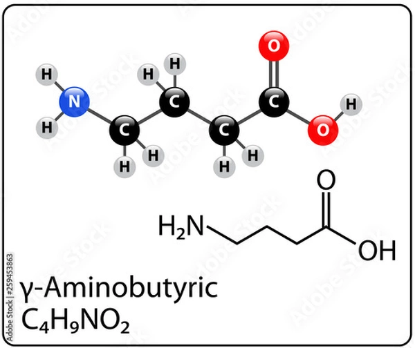 Fototapeta Gamma Aminobutyric Molecule Structure