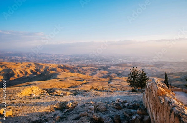 Obraz The Mount Nebo near Amman in Jordan on sunset