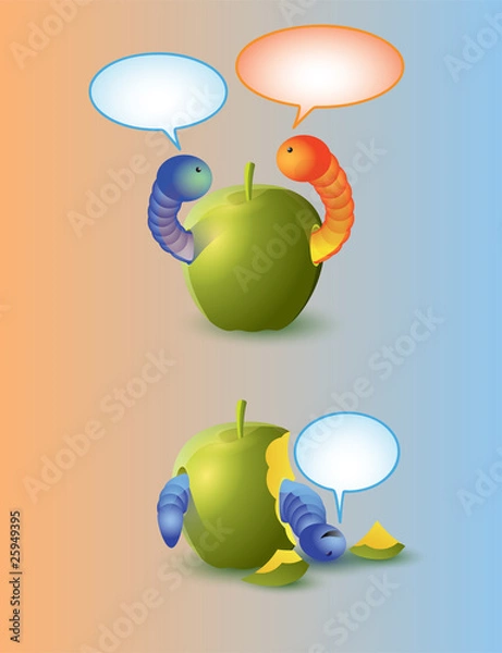 Obraz Worms and apple