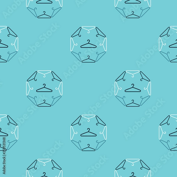 Fototapeta Seamless texture with hangers. Isolated linear simple flat shapes. Graphic vector print.