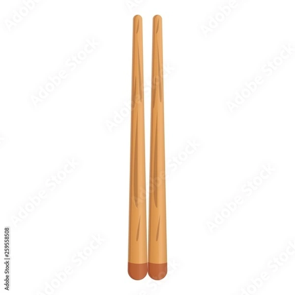 Fototapeta Wooden chopsticks icon. Cartoon of wooden chopsticks vector icon for web design isolated on white background