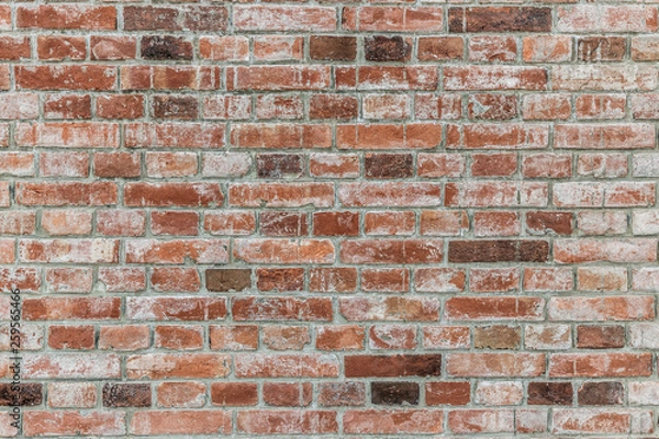 Obraz Brick wall of red color, old red brick wall texture background.