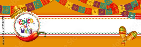 Obraz Cinco De Mayo vector design with sombrero.