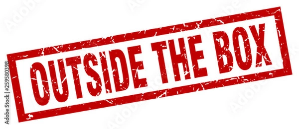 Obraz square grunge red outside the box stamp