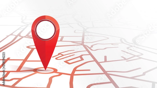 Fototapeta Single gps pin icon red color mock up form the street map on white background.vector illustration
