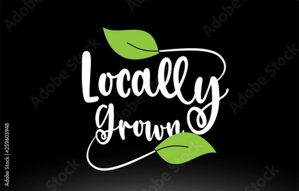 Fototapeta Locally Grown word text with green leaf logo icon design